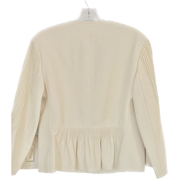 Akris Punto Perforated 100% Lambskin Full Zip Vanilla/ Ivory Jacket Sz 6 - Picture 3 of 16